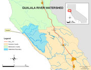 Map of the Gualala River watershed (small)