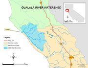 Gualala River watershed location map