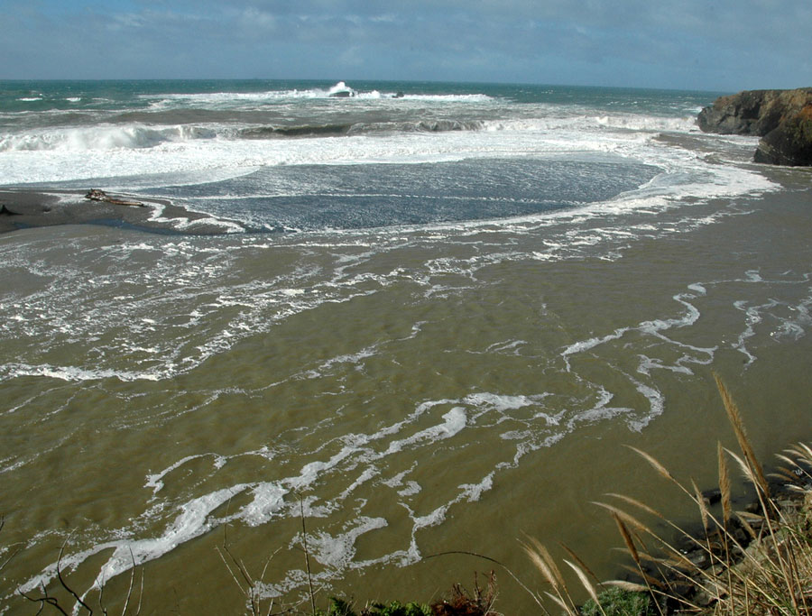 Where the Gualala River and the Pacific Ocean meet - by Bob Rutemoeller