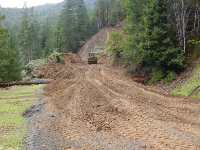 Stewarts Point-Skaggs Springs Road, west of landslide near Soda Springs site (USGS map place-name). March 3, 2019.