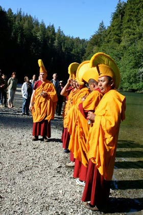 Gaden Shartse monks blessing the Gualala River, May, 2011