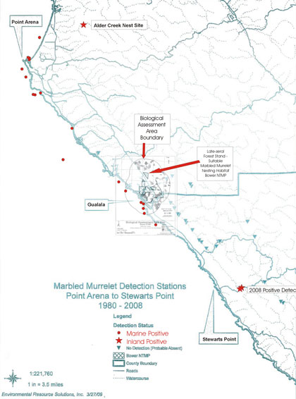 Bower NTMP: Biological Assessment Area Map combined with Marbled Murrelet Survey Map