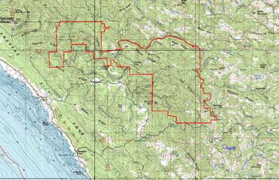 Preservation Ranch project boundary around Annapolis, Sonoma County