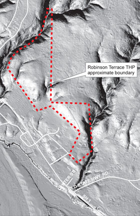 Robinson Terrace THP area - LIDAR image